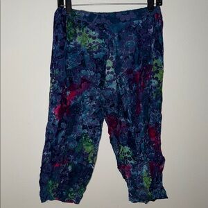 Vintage Y2K Tie Dye Flowy Capri Pants Hippie Whimsical Fairy Boho